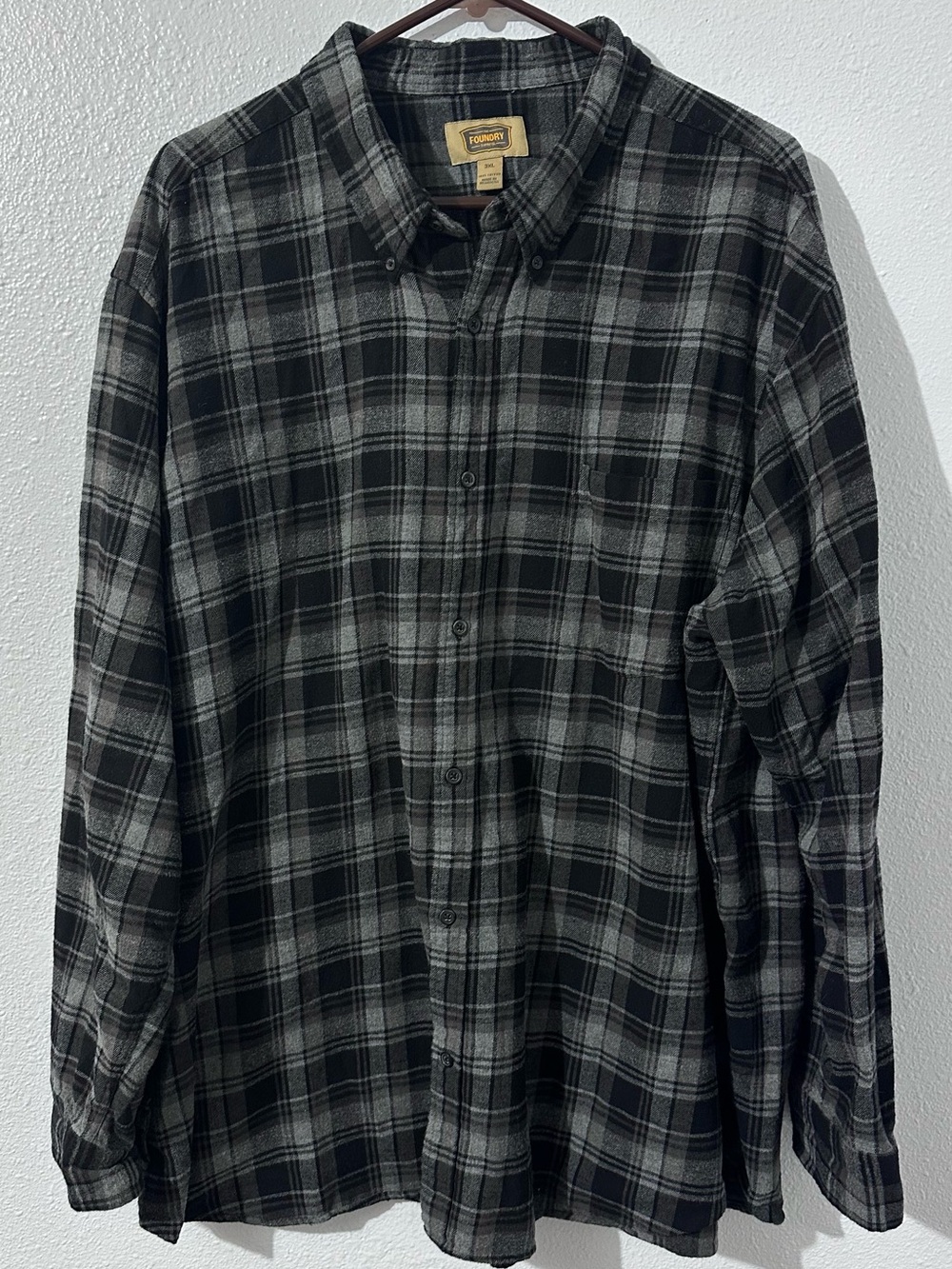 The Foundry Supply Co. Mens 3XL Black Plaid Flannel Shirt Cabin Woods